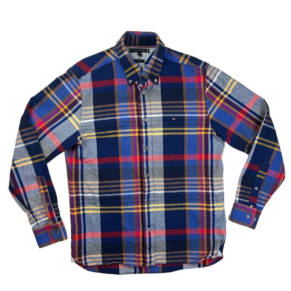 Tommy Hilfiger Multi Check Long Sleeve Shirt Navy Men’s Medium Regular Fit